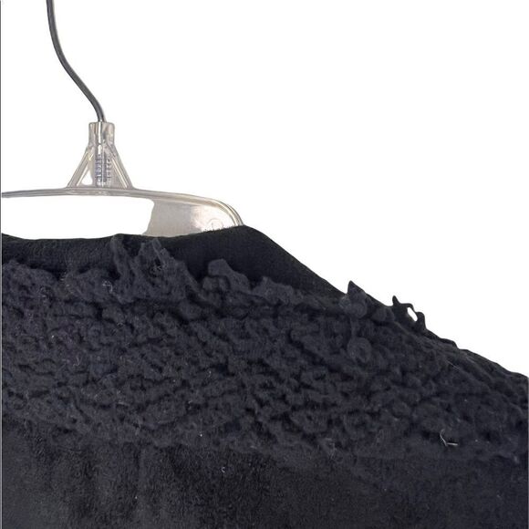 Caslon Black Faux Shearling Open Front Notched Lapel Collar Coat Jacket - Picture 7 of 10